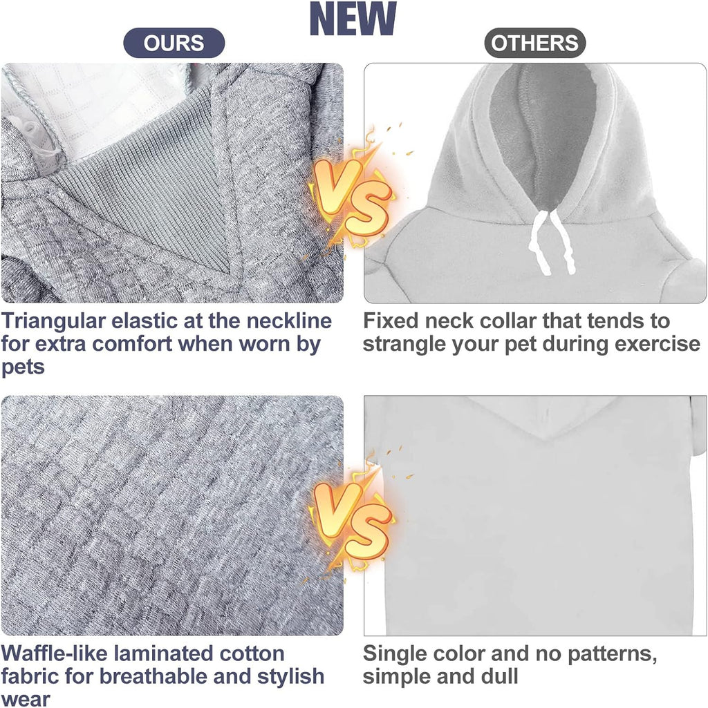 Medium Dog Hoodies Sweater with Waffle-Like Laminated Fabric