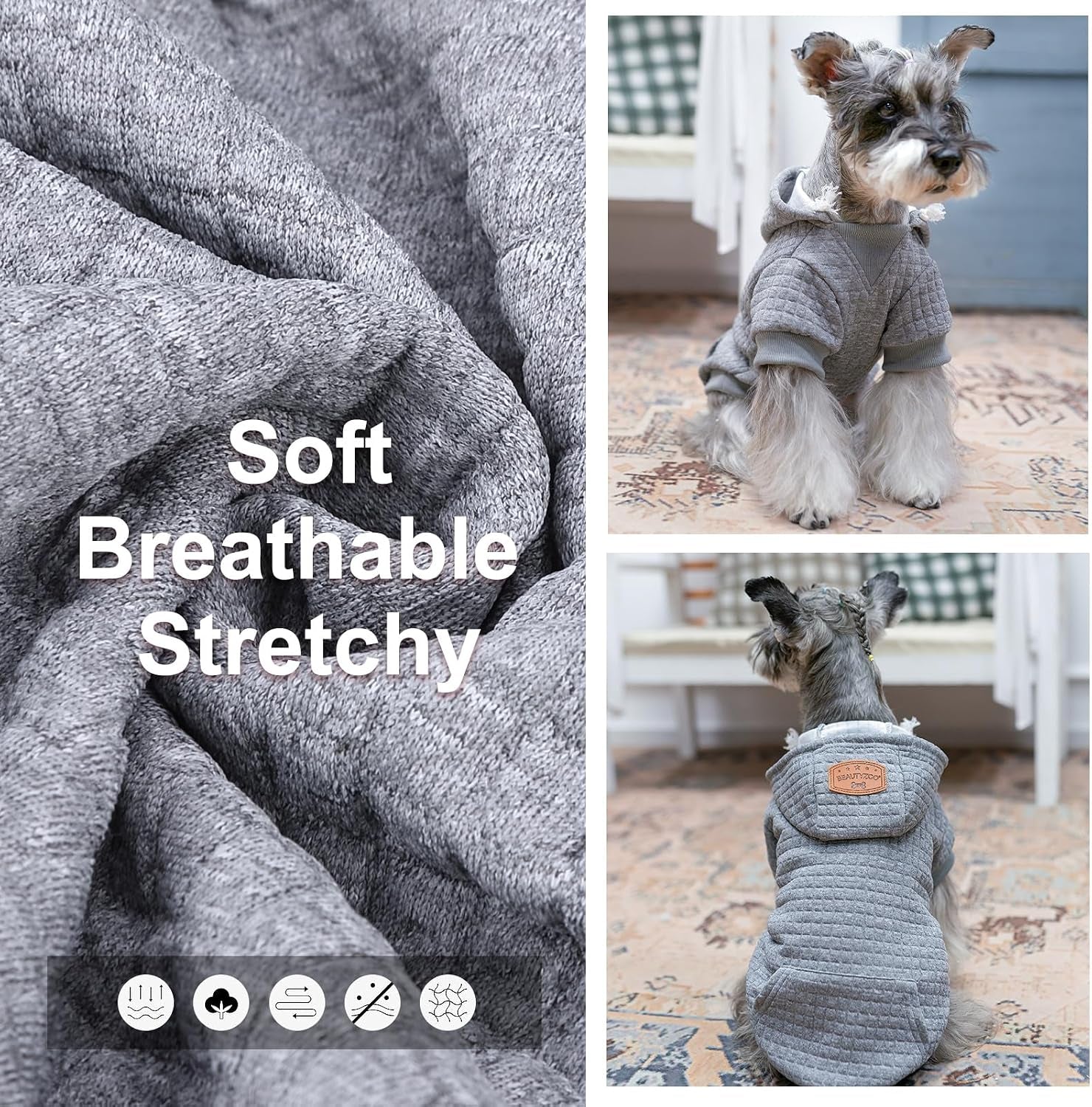 Medium Dog Hoodies Sweater with Waffle-Like Laminated Fabric