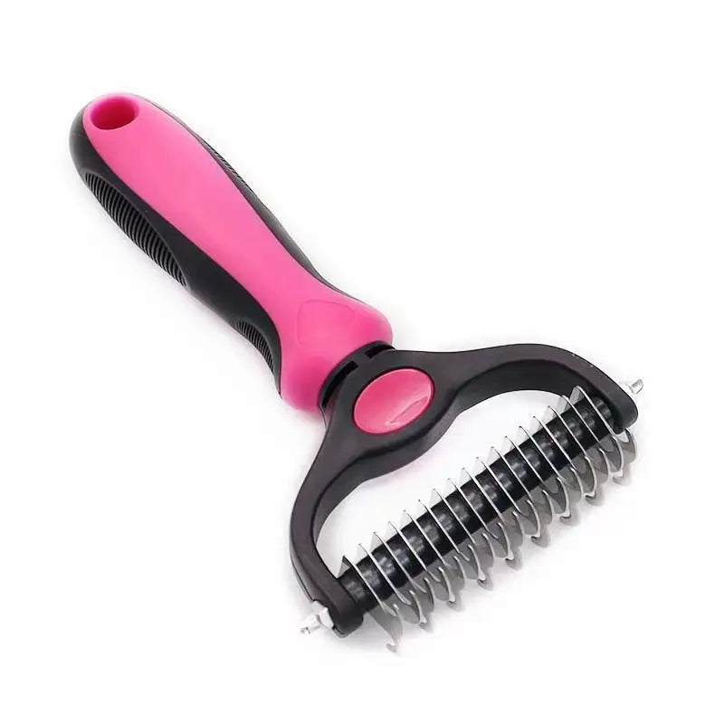 [Summervibes]Pet Deshedding Brush - 2-Sided Undercoat Rake for Dog Cat Hair Removal - De-Shedding Tool for Heavy Shedding, Double Sided Fine & Wide Teeth - Grooming Comb for Long Short Hair Golden Retriever Husky Cat
